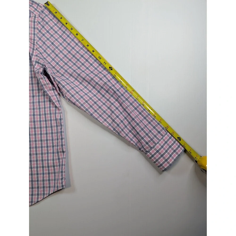 UNTUCKit‎ Mens Medium Wrinkle Free Regular Fit Shirt Pink Blue Check Long Sleeve